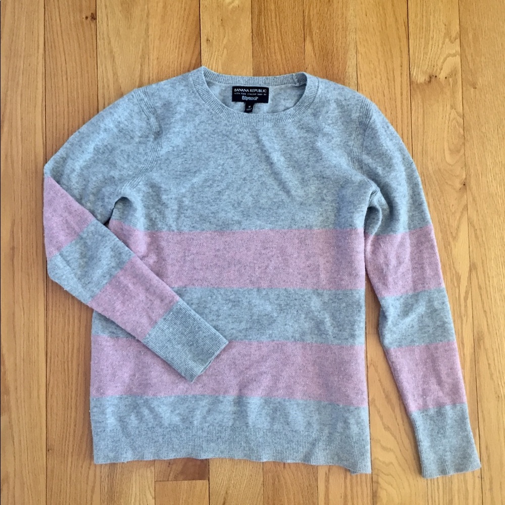 Banana Republic wool cashmere sweater gray pink
